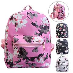 Lady Girls’ Backpack Floral Printing Satchel PU Leather School Travel Daypack Bag Waterproof Knapsack