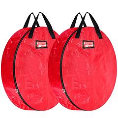 2Pcs φ30in Christmas Wreath Storage Bag 88L Water-resistant Foldable Wreath Container Bag w/ Handles Card Slot