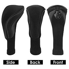 3Pcs Long Neck Mesh Golf Club Head Covers Set Long Knit Protection Cover w/ Interchangeable No. Tags 3 4 5 6 7 X Fit For Fairway Driver Woods