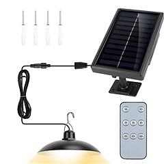 Solar Shed Lights Dimmable Timing Dusk To Dawn Sensor Hanging Lamp IP65 Waterproof Remote Control Pendant Light For Garden Patio Balcony with 9.84FT W