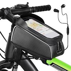Bike Phone Front Frame Bag Waterproof Bicycle Phone Mount Case Bag Top Tube Phone Holder Handlebar Pouch w/ Touch Screen Sun-Visor Fit for iPhone 11 X