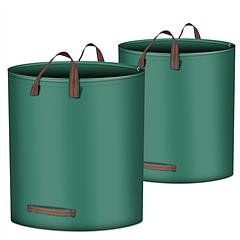 2Pcs 132.09Gallons Round Garden Waste Bags Waterproof Reusable Grass Rubbish Leaf Sacks Home Garden Lawn Yard Trash Bags w/ 4 Handles