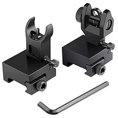 Flip Up Rear Front Sights Aluminum Alloy Tactical Folding Back Up Sight Set Fits For Picatinny Weaver Rails