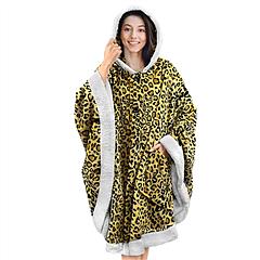 Hoodie Blanket Wrap Wearable Hoodie Snuggle Robe Sweatshirt Soft Lined Cuddle Poncho Cape w/ Hat 2 Pockets Buttons