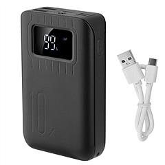 10000mAh Portable Power Bank External Battery Pack Charger Dual USB Charge Ports with LCD Display Flashlight Type C Micro USB Lightning Input Ports