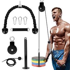 8Pcs Cable Pulley System Gym Fitness LAT and Lift Pulley System DIY Home Gym Equipment Gym Machine w/ Tricep Rope Cable Attachment For Arm Strength Tr