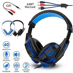 Gaming Headsets Stereo Bass Over Ear Headphones w/LED Light Earmuff w/ Mic 3.5mm Plug USB 6.89FT Cord Fit For PS5/PS4/PS4 Pro/Slim/PSP/ Nintendo Switc