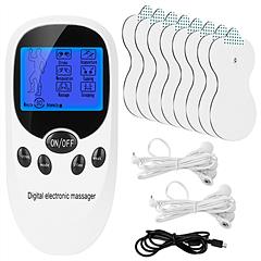 Electric Muscle Stimulator Dual Channels Pulse Massager Pain Relief Therapy Tens Device with Electrode Pads Wires