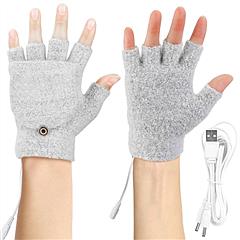 NPolar USB Wool Heated Gloves Mitten Half Fingerless Glove Electric Heated Gloves for Laptop PC