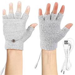 USB Wool Heated Gloves Mitten Half Fingerless Glove Electric Heated Gloves for Laptop PC