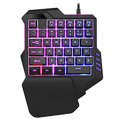 One Handed Membrane Gaming Keyboard 35 Keys RGB Backlit Mini Gaming Keypad Game Controller with Wrist Rest Fit for PC/MAC/PS4/XBOX ONE Gamer