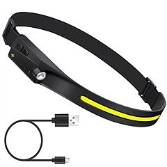 5-Mode LED Headlamp USB Rechargeable IPX4 Waterproof Headlight Hand-Free Fishing LED Strip Light Bar w/ Motion Sensor for Camping Hiking Running