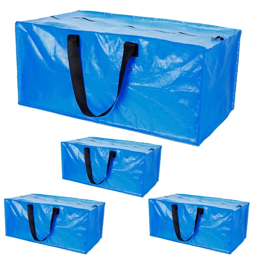 4Pcs Moving Bags Heavy Duty Container Reusable Plastic Totes Blue