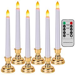 6 Packs Flameless Taper Candles 9.8in Electric LED Candles Warm White w/ 4 Light Modes Remote Control Timer Removable Candlesticks