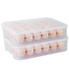 2Pcs Plastic Egg Holder Stackable Egg Storage Box Egg Rack for Refrigerator 24 Cavity Per Container
