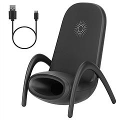 Wireless Charger Portable Mini Chair Phone Holder Stand Bracket with Physical Speaker Fit For All Phone with QC2.0 QC3.0 Standard