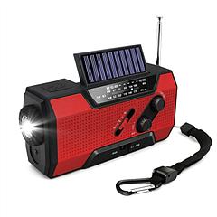Emergency Solar Hand Crank Weather Radio AM/FM/NOAA Radio SOS 2000mAh Power Bank Flashlight w/ Reading Lamp