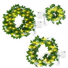 Artificial Ivy Battery Powered String Lights 180Pcs Leaves 50Pcs LED Beads Fake Leaf Fairy Lamps DIY Decorative Night Light For Wedding Kitchen Wall D