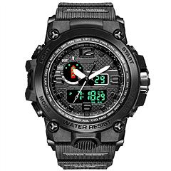Men\'s Sports Watch Water-Resistant Military Wrist Watch Digital Analog Watch w/ Quartz Electronic Movement LED Backlight Date Alarm Stopwatch Functio