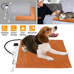 Pet Heating Pad Waterproof Electric Heating Mat Warming Blanket with 9 Heating Modes 4 Timer Settings Washable Cover Chew Resistant Cord Case