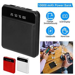 10000mAh Portable Power Bank Mini External Battery Pack Charger w/ Dual USB Ports LCD Display Type C Micro USB Input Ports