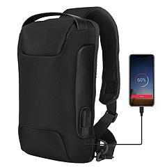 Men's Sling Backpack Waterproof Anti-theft Shoulder Crossbody Chest Bag Messenger Sling Bag Daypack w/ USB Charging Port