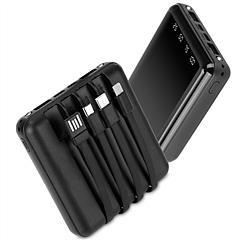 10000mAh Portable Charger Power Bank External Battery Pack w/ 4 Built-in Cables w/ LED Flashlight