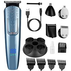 5-In-1 Men’s Beard Trimmer Cordless Hair Clipper Electric Waterproof Shaver Grooming Kit w/ LED Display for Nose Ear Facial Hair