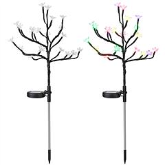 2Pcs Outdoor Solar Light Cherry Blossom Flower Landscape Light Yard Stake Decor Lamp
