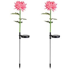 2 Packs Solar LED Chrysanthemum Lights Solar Powered Garden Flower Stake Lamp Waterproof Landscape Decorative Light for Garden Patio Yard
