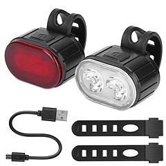 Bike Headlight Taillight Set USB Rechargeable Bicycle Safety Lamp IPX4 Waterproof Bicycle LED Front Light Taillight