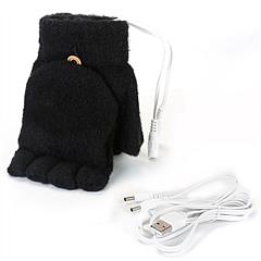 USB Wool Heated Gloves Mitten Half Fingerless Glove Electric Heated Gloves for Laptop PC