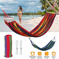 Double Hammock 2 Person Canvas Hanging Hammock Swing Bed with Carrying Bag Hold 330LBS for Camping Travel Beach