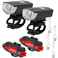 Bicycle Light Sets USB Rechargeable Bike Headlight Waterproof LED Bicycle Front Light Taillight 2 Kit