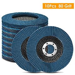 10Pcs Flap Wheel Discs 80 Grit 4 1/2”x7/8” Flap Sanding Disc Grinding Wheel Abrasive Polishing Tool for Angle Grinder