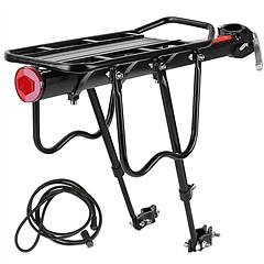 Bike Cargo Rack Adjustable Bicycle Rear Rack Cycling Luggage Carrier with Elastic Cord Red Reflector 55LBS Load Capacity