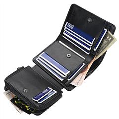 Men’s Leather Wallet ID Card Holder Purse Trifold Clutch Money Zipper with ID Window
14 Credit Card 1 ID Card