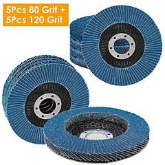 10Pcs Flap Wheel Discs 80 120 Grit 4 1/2”x7/8” Flap Sanding Disc Grinding Wheel Abrasive Polishing Tool for Angle Grinder
