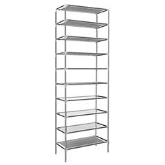 10 Tiers Shoes Rack Shelves 27 Pairs Shoes Storage Organizer Stand Non-Woven Fabric Detachable Shoes Tower Stackable Shoes Storage Rack for Entryway