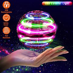Flying Ball Toys 360° Rotating Hand Controlled Flying Orb Hover Ball RGB Lights Spinner Globe Shape Controller Mini Drone for Kids Adults Indoor Outdo