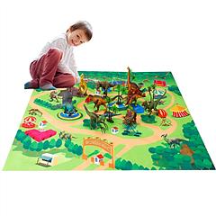 Dinosaur Figure Play Set with 31.1x27.4x0.04in Activity Play Mat Realistic Dinosaur Figures Trees