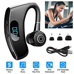 Unilateral Wireless V5.2 Earpiece Rechargeable Wireless in-Ear Headset with Hook for Car Driving Phone Call Office