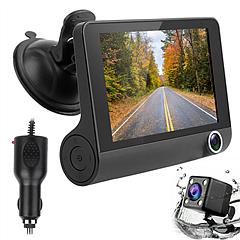 1296P Car DVR Dash Camera 4In 3 Lens Vehicle Driving Recorder Seamless Recording