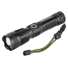 Tactical LED Flashlight Zoomable Rechargeable Search Light Torch 50000LM with 5Modes SOS Night Light For Night Walking Adventures