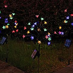 2Pcs Outdoor Solar Light Cherry Blossom Flower Landscape Light Yard Stake Decor Lamp