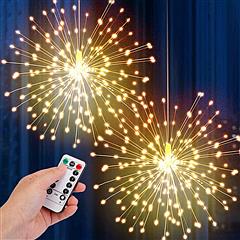 4Pcs 180Pcs Beads Firework Light Waterproof Battery Operated LED Copper Wire Fairy Lamps Patio Decorative Starburst String Lights with 8 Modes 10 Brig