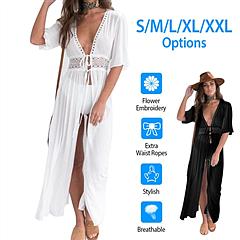 Women Lace Bathing Suit Long Sexy Bikini Swimwear Summer Cover Up Beach Dress Swimsuit with Waist Rope