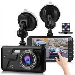 1080P Dual Dash Cam 4in Touch Screen Car Camera Recorder 170° HD Looping Recording Car DVR