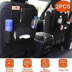 2Pcs Car Backseat Organizer Multi-pocket Car Storage Bag with 7 Pockets For Toys Snacks Drinks Pill Boxes Books Tablets Maps Magazines Water Bottle Ti