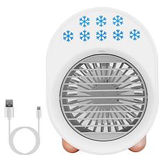 4 In 1 Portable Mini Desktop Air Conditioner Fan Water Mist Cooling Fan USB Rechargeable Humidifier Fan Evaporative Air Cooler 3 Wind Modes Colorful L